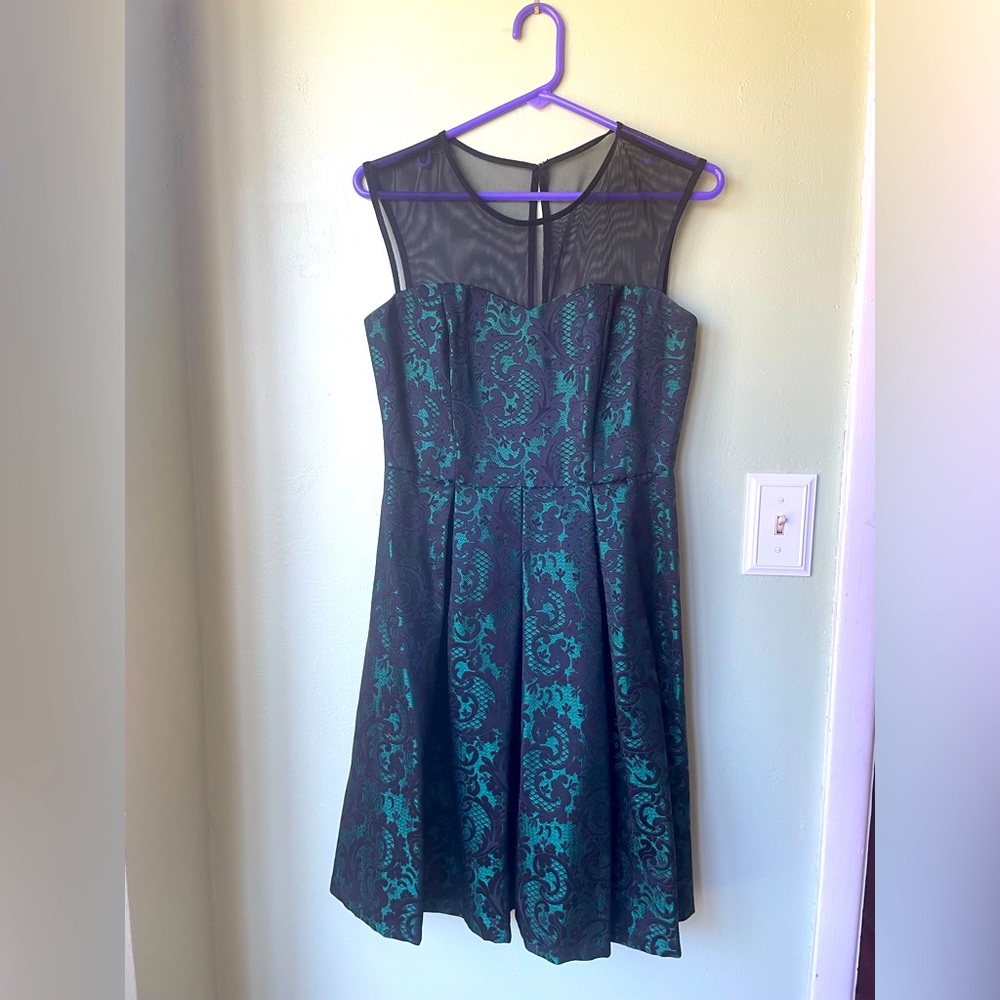 Studio One New York Jacquard Print Cocktail Dress, Emerald Green